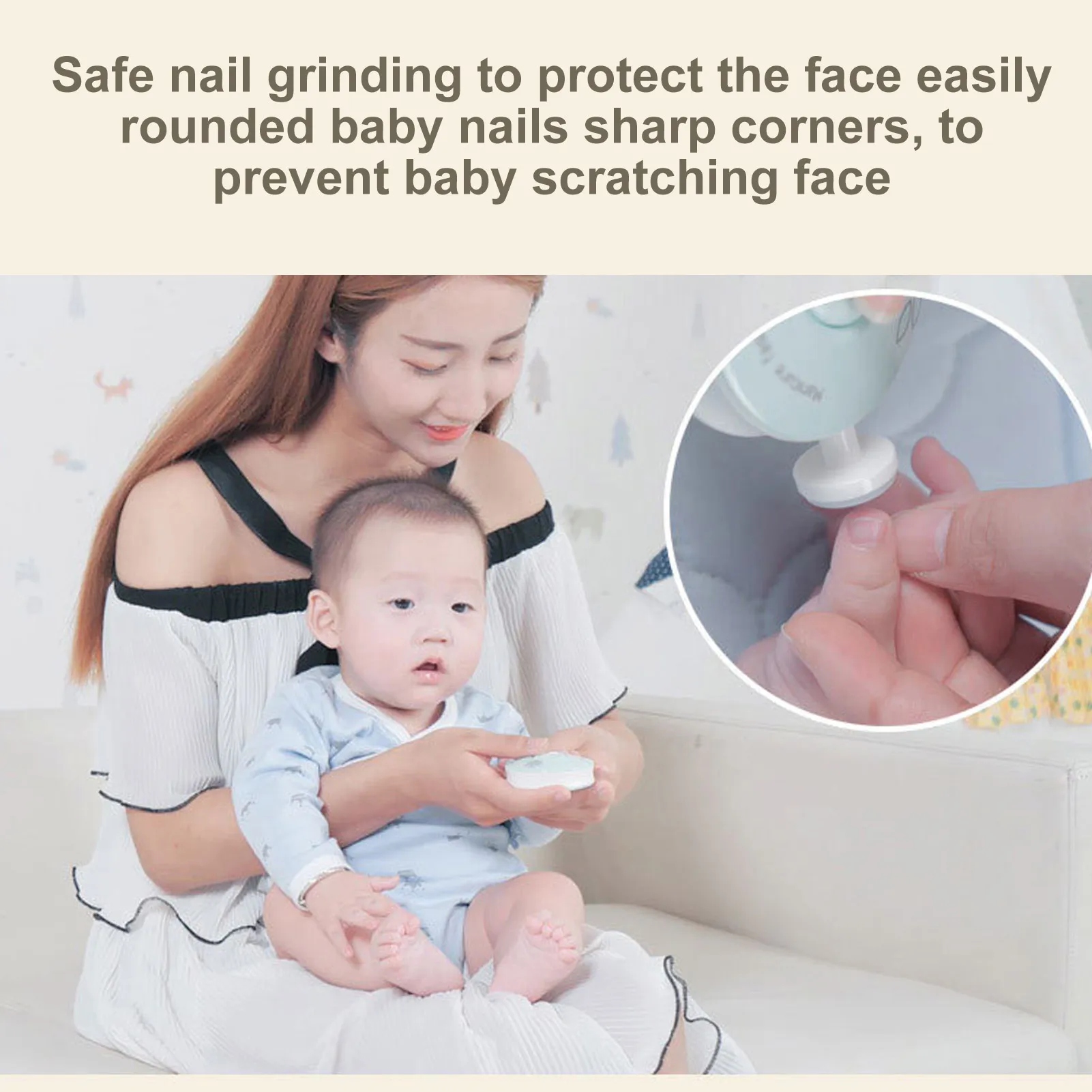 Newborn Electric Nail Trimmer Kid Nail Polisher Tool Infant Manicure Scissors Baby Hygiene Kit Baby Nail Clipper Cutter #WO images - 6