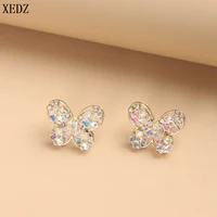 xedz cute butterfly rainbow stud earrings alloy colorful colorful childrens ladies accessories