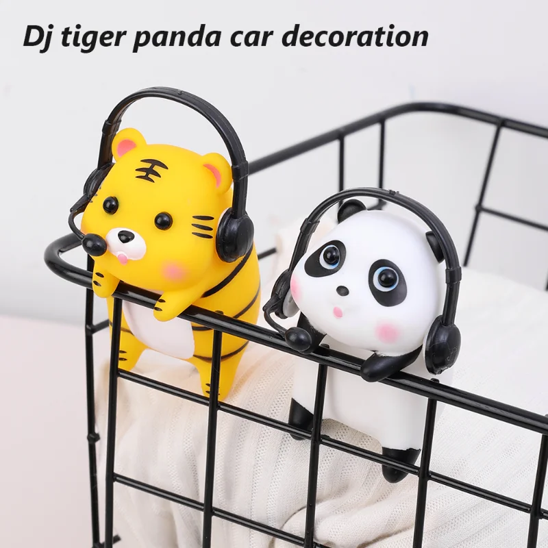 

Dj Animal Auto Rearview Mirror Pendant Birthday Gift Car Accessories Cute Panda Tiger Automotible Decoration Ornaments