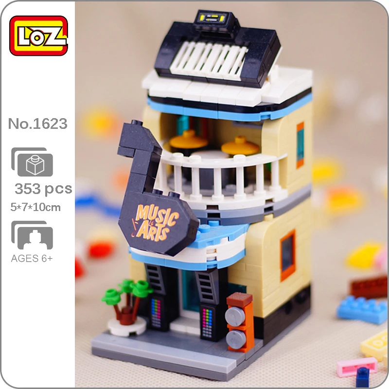 

LOZ 1623 City Street Music Instrument Art Piano Shop Store Architecture DIY Mini Blocks Bricks Building Toy for Children no Box
