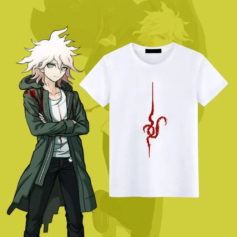 

Danganronpa Cosplay Komaeda Nagito Cosplay Costume Dangan Ronpa White Short Sleeve T-shirt Daily Casual Tshirt T Shirt