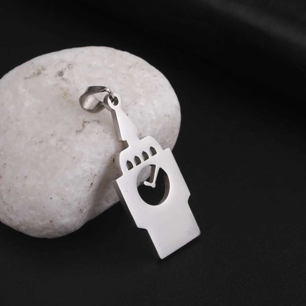 5pcs/Lot Stainless Steel Bell Tower Pendants Bulk Accessories Jewelry Charms For Women Necklace Bracelets Diy Making Wholesale