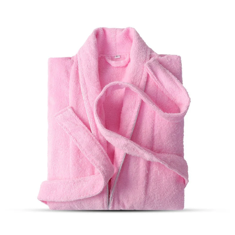 Turn Down Collar Women's Bathrobe 100% Cotton Ladies Autumn Terry Robe Long Sleeve Absorb Water Homewear Towel Robe For Female