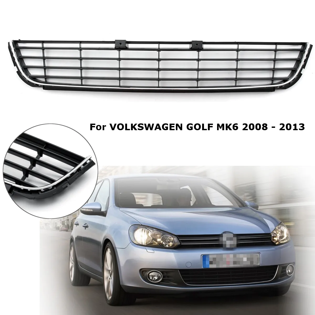 

Автомобильный Черный передний нижний бампер, хромированная панель для VW GOLF MK6 2008 2009 2010 2011 2012 2013