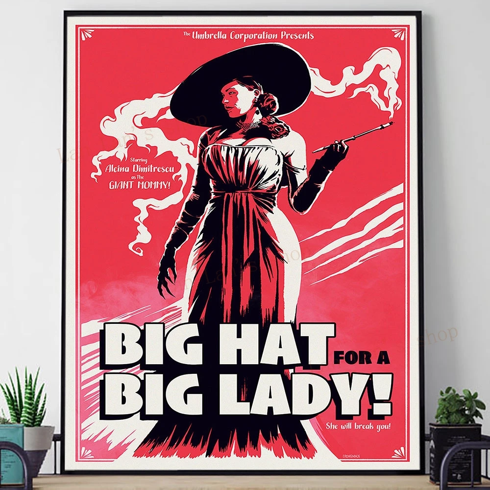 Большая шляпа для большой леди плакат видеоигр черная кино художественная игра