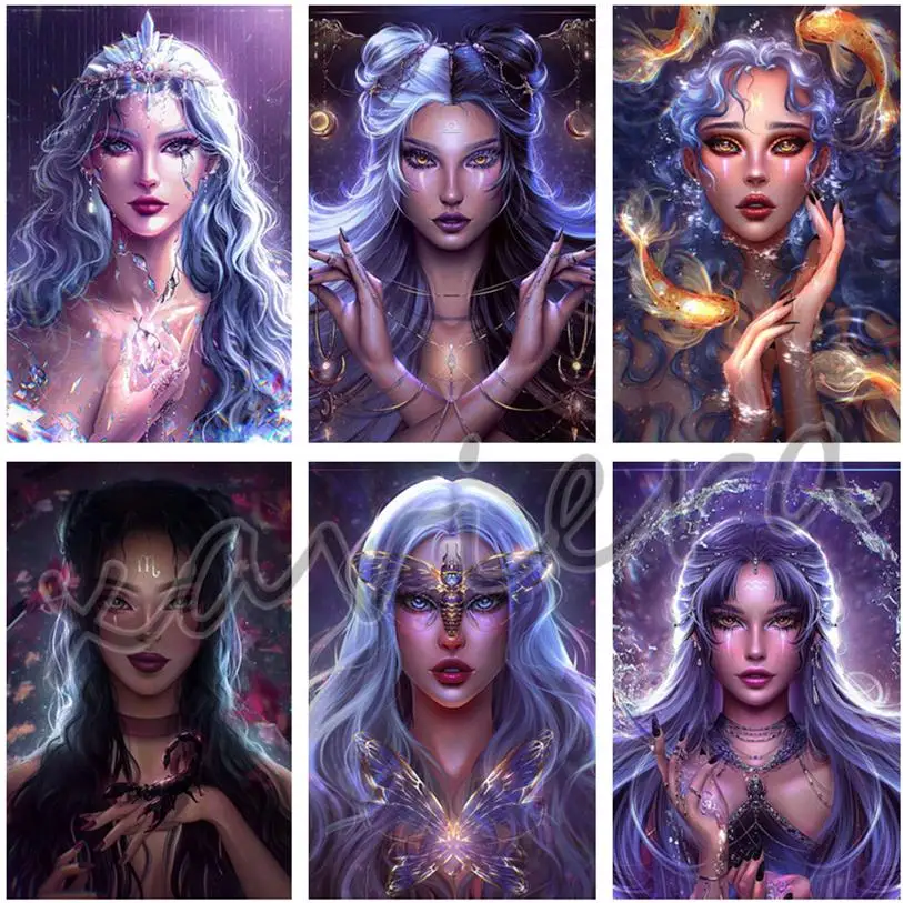 

5D Diy Diamond Painting Constellation Prophecy Goddess Diamond Embroidery Full Drill Mosaic Cross Stitch Kits Handmade Crafts