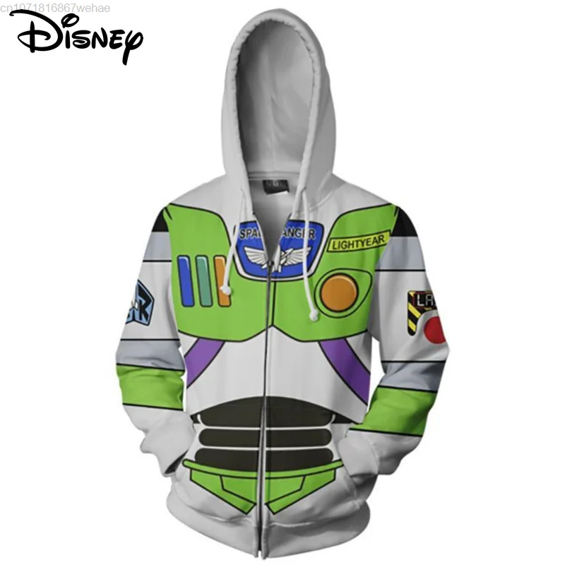 

Disney Buzz Lightyear Toy Story Fashion New 3D Bodysuit Cosplay Animation Tops With Pants Men Clothing Zipper Hooded Jackets