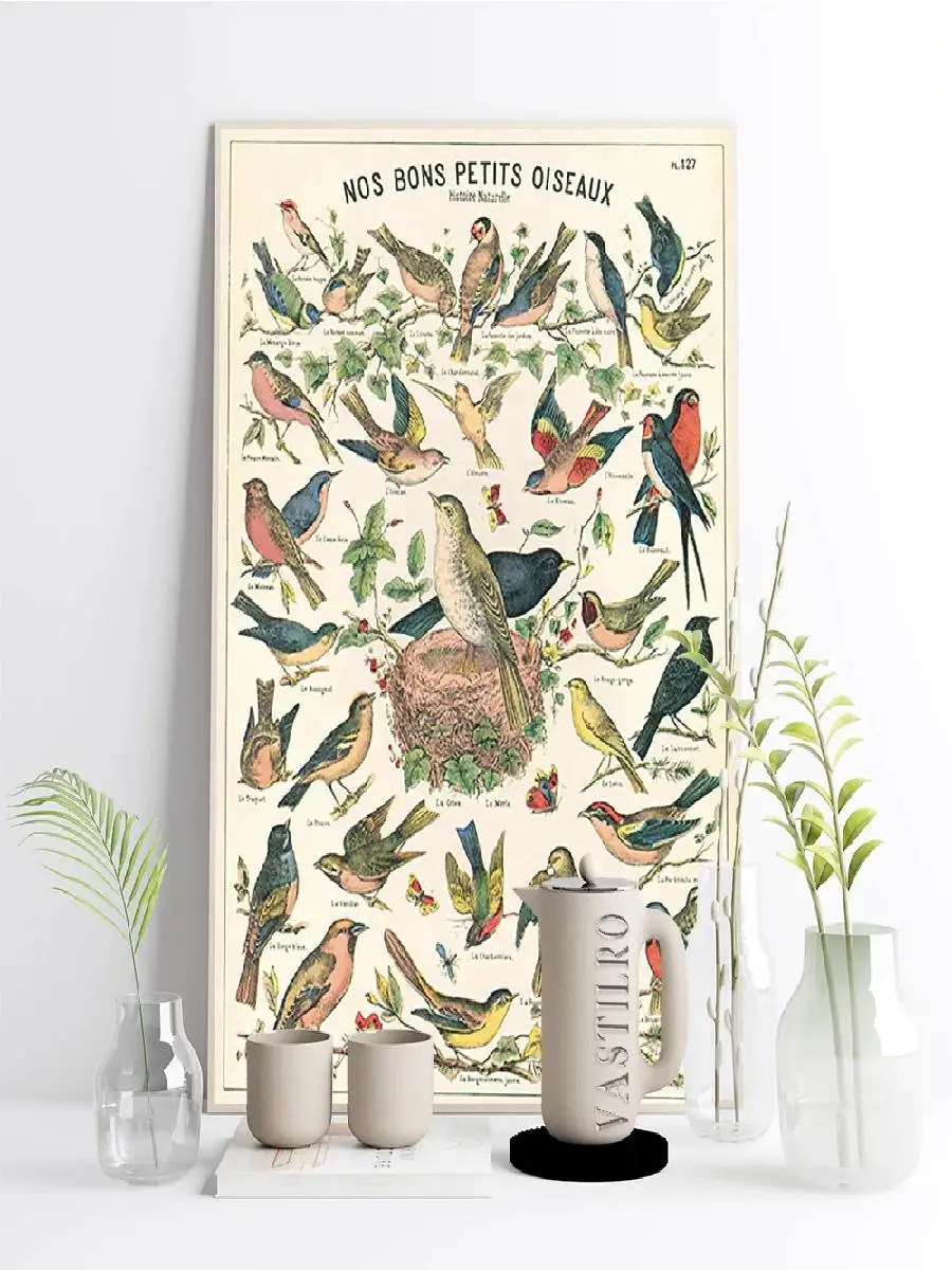 Винтажный Художественный Холст Постер С Птицами И Животными Настенный Декор Для