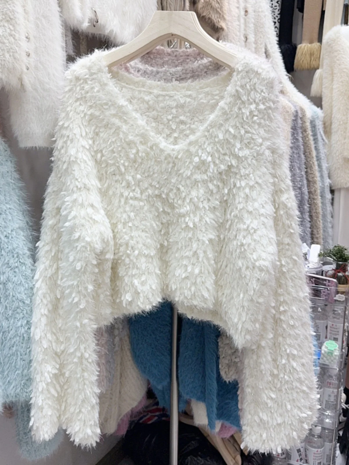 Тринадцать рядов новый дизайн пушистый свитер с кисточками женский