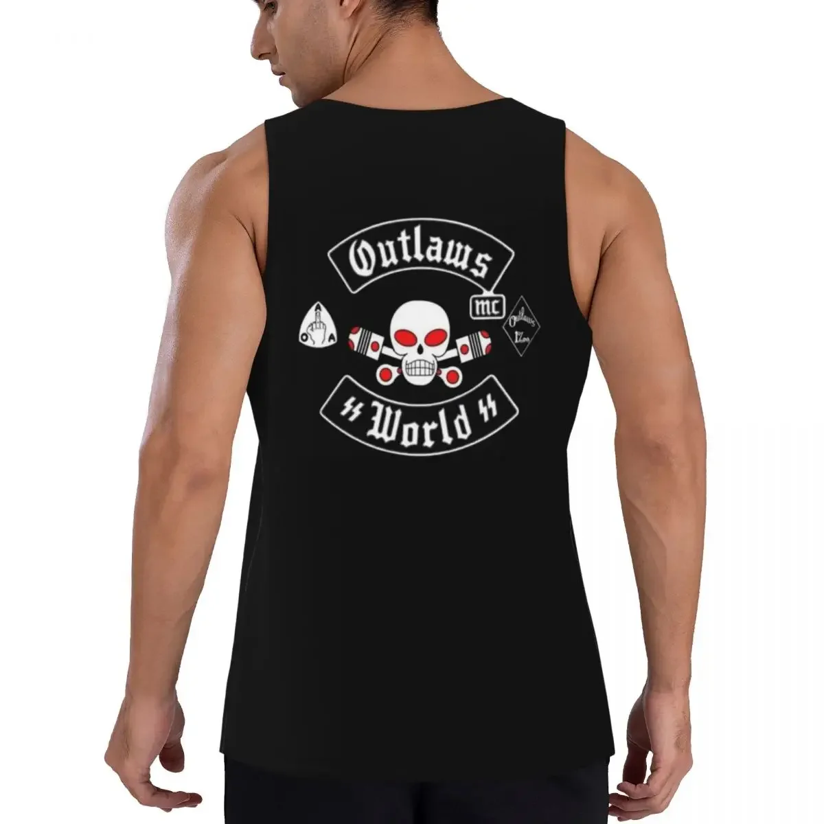 Фото Быстросохнущая дышащая майка-безрукавка Quick Dry Outlaws Mc Support Gym для бодибилдинга №3
