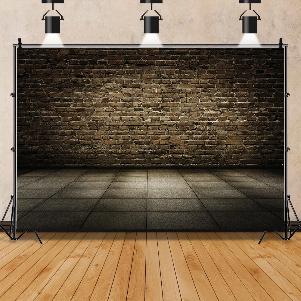 

Vintage Brick Wall And Wooden Floor Fresh Flower Photography Background Portrait Photo Background Studio Props MBZQ-01