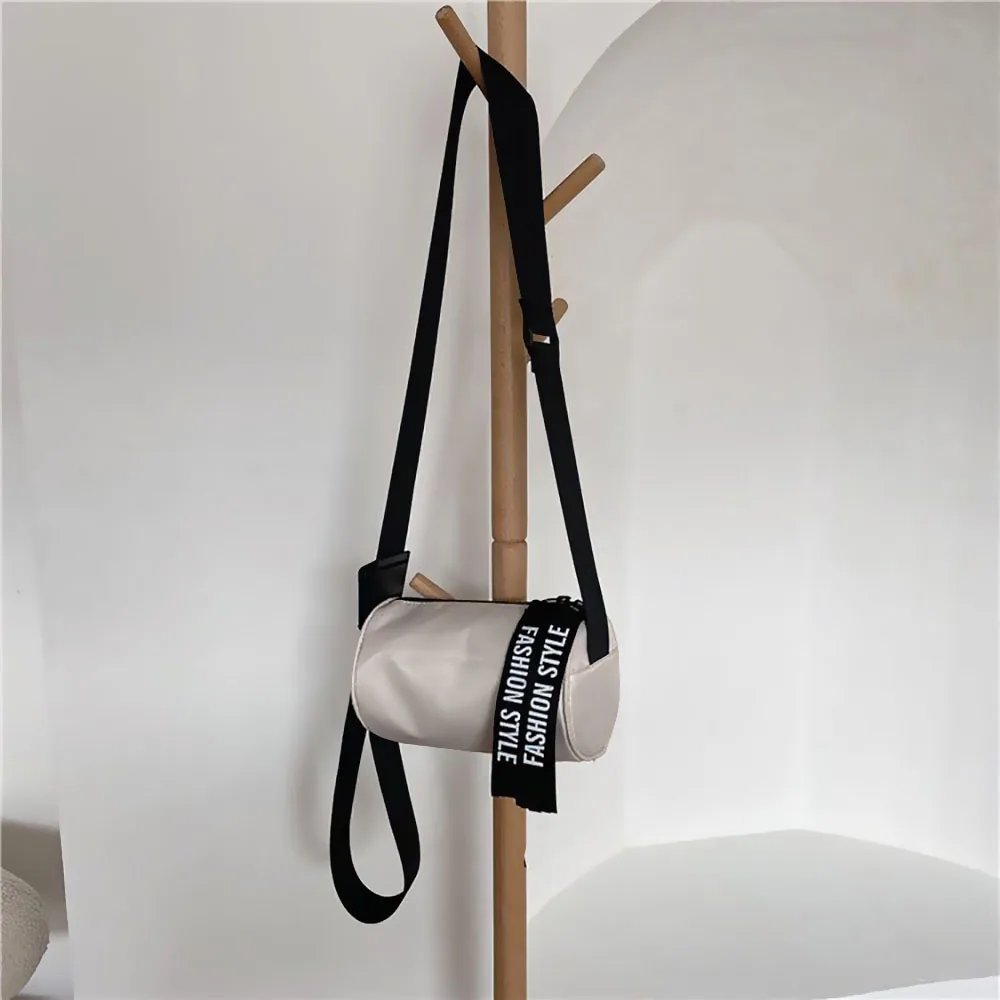 Sports Cylinder Nylon Bag Men Women Shoulder Bucket Bag Mobile Phone Messenger Bag Ins Cross-body Backpack Multi-functional Bag