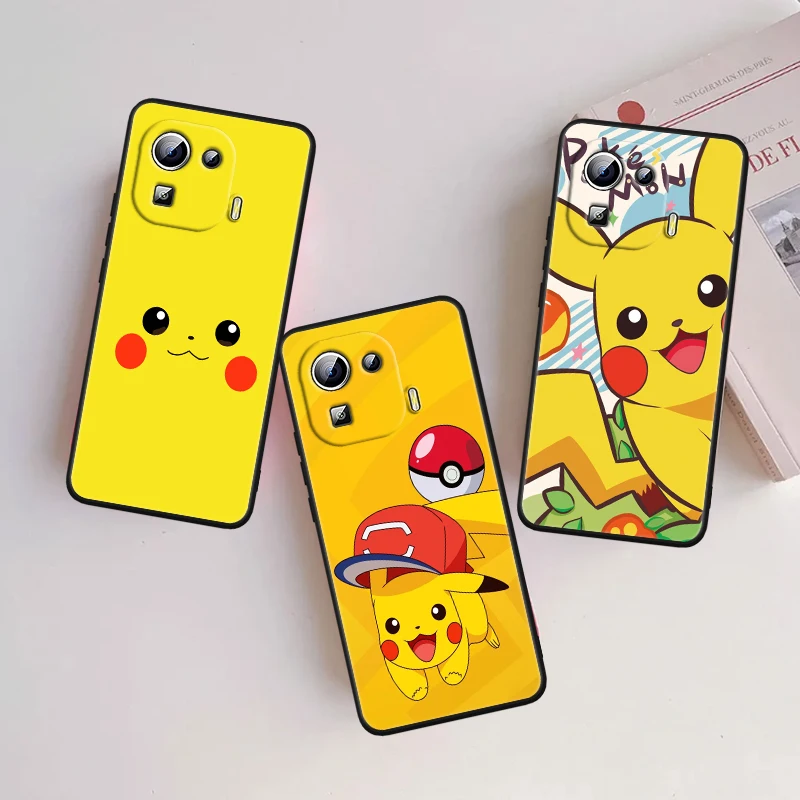 P-Pokemons мультфильм P-Пикачу для Xiaomi Mi 14 13T 13 12T 12 11T 11i 11 10T 10 Pro Lite ультратонкий черный