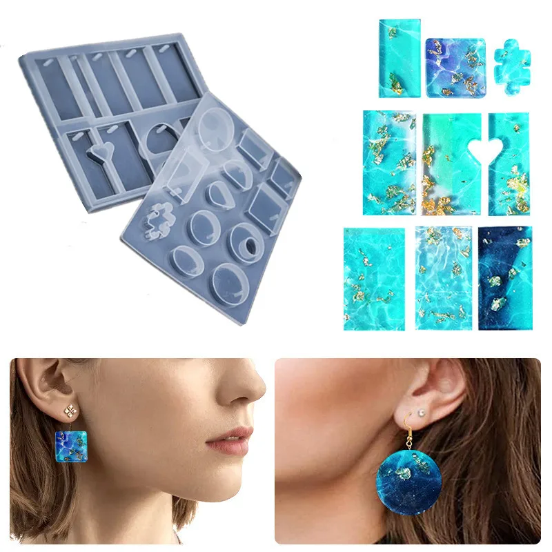 

DIY Heart Shape Puzzle Handmade Earring Pendant Silicone Mold Casting Molds Jewelry Making UV Resin Necklace Charms Epoxy Resin