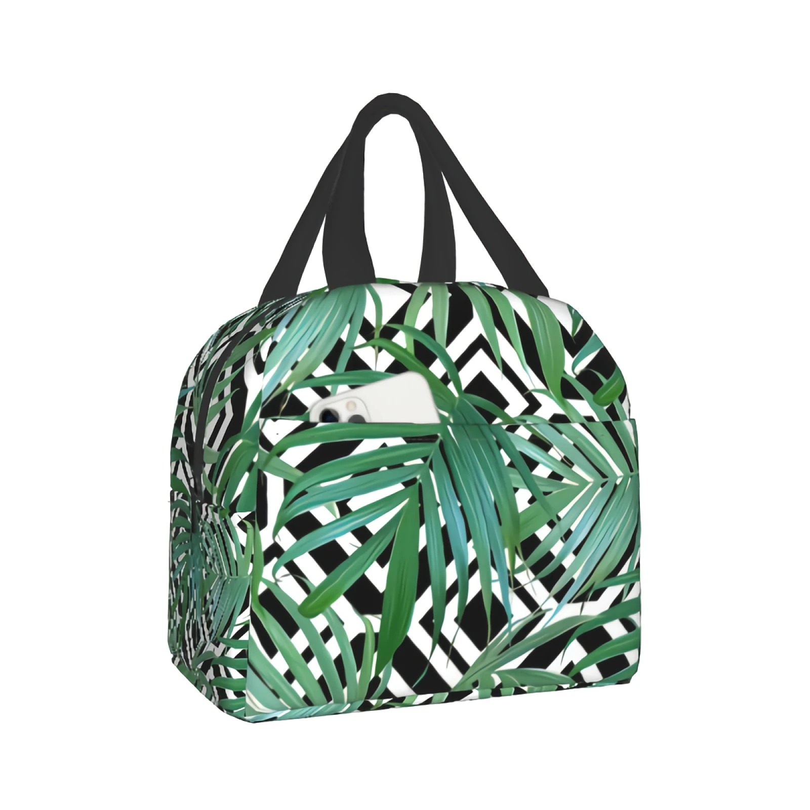 

Сумка для ланча с тропическим цветочным рисунком, гавайская летняя Изолированная сумочка-тоут с рисунком банановых листьев для женщин, муж...