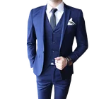 Костюм мужской из трех предметов, блейзер и брюки, жилет, простой облегающий пиджак, пальто, брюки, талия, для делового и свадебного банкета