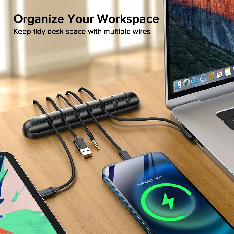 

Cable Organizer Management Wire Holder Flexible USB Cable Winder Tidy Silicone Clips For Mouse Keyboard Earphone Protector