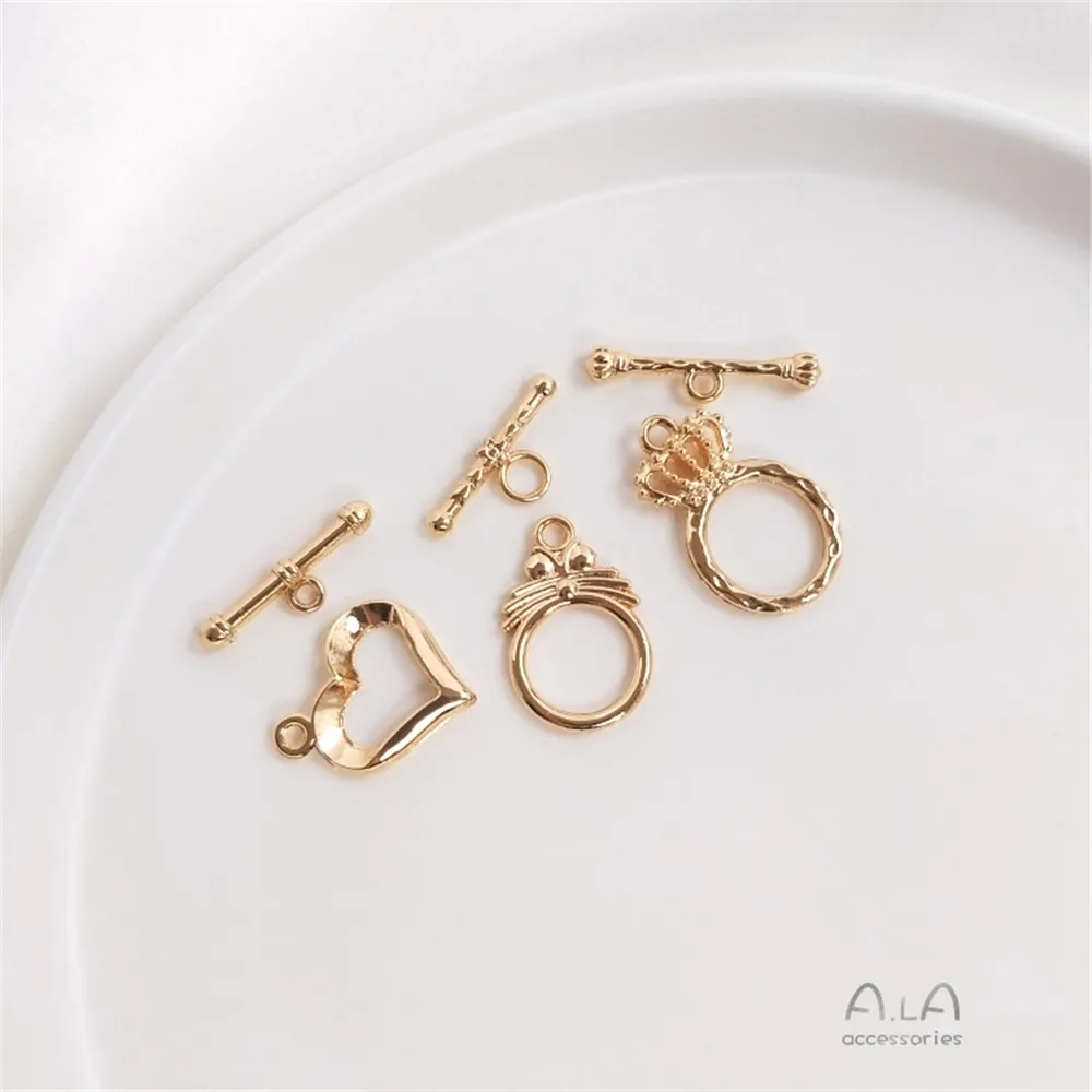 

14K Gold Filled Plated Accessories Crown cat heart-shaped OT buckle DIY hand bracelet necklace jewelry connection buckle