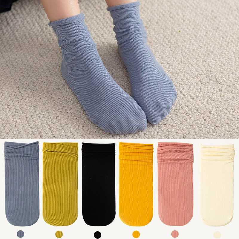 

5Pairs/lot Summer Girls Cute Socks Kids Knee High Soft Silk Heelless Socks Children Autumn Velvet Comfortable Loose Boys Socks