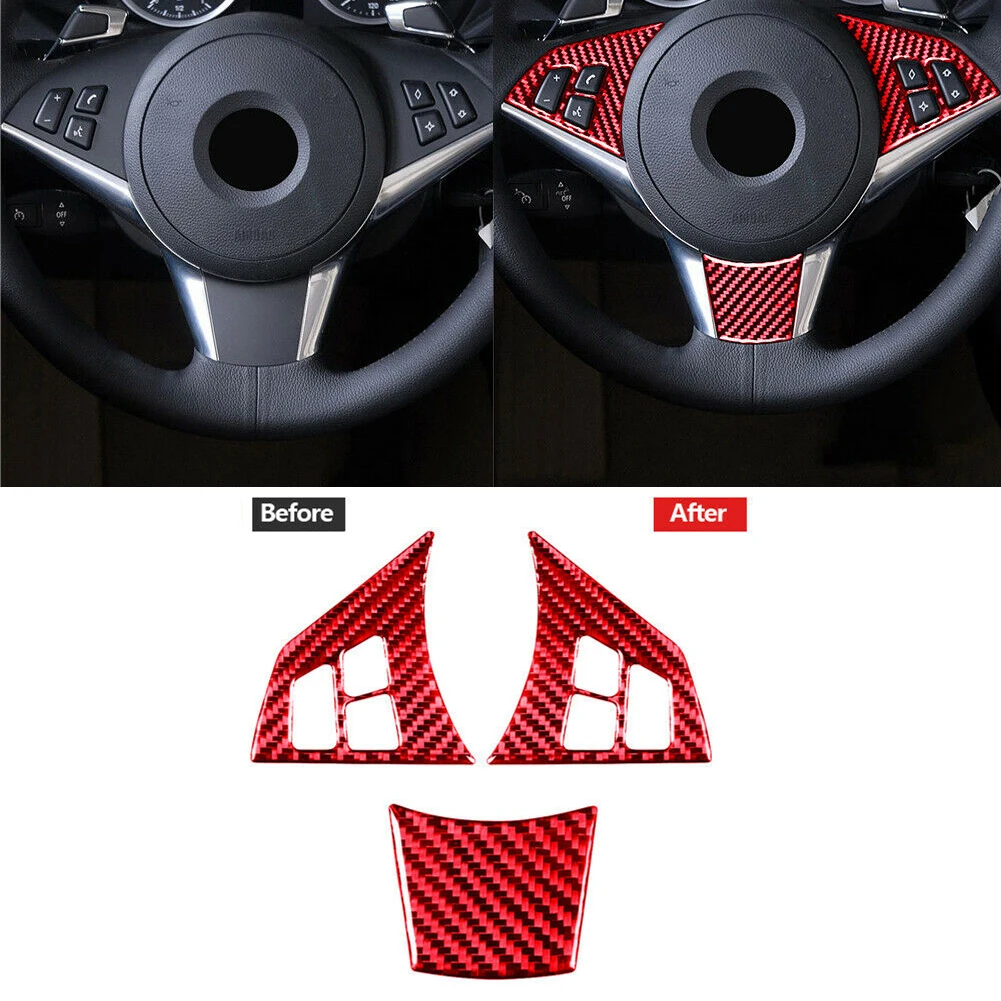 

Red Carbon Fiber Steering Wheel Cover Trim For BMW 6 Series E63 E64 2004-2010 Cover Trim