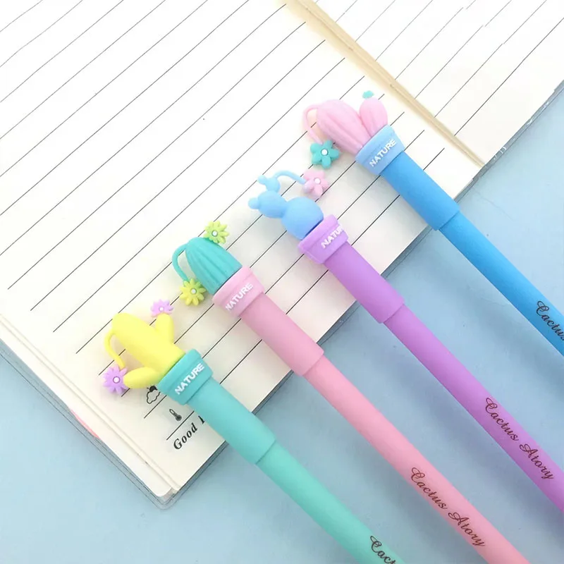 

24 pcs/lot Creative Cactus Erasable Gel Pen Cute 0.5mm Blue Ink Neutral Pens Promotional Gift Office School Supplies