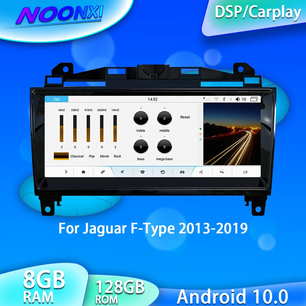 Radio Multimedia con GPS para coche, Radio con reproductor, Android 10,0, 8G + 128G, unidad principal DSP, Carplay, Para Jaguar f-type X152 2013-2019