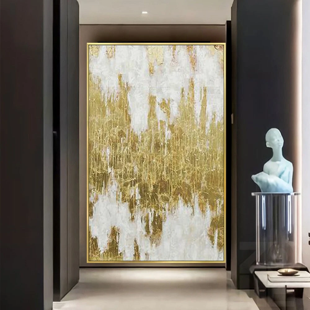 100% картина маслом ручной работы абстрактная Золотая Картина на холсте стену