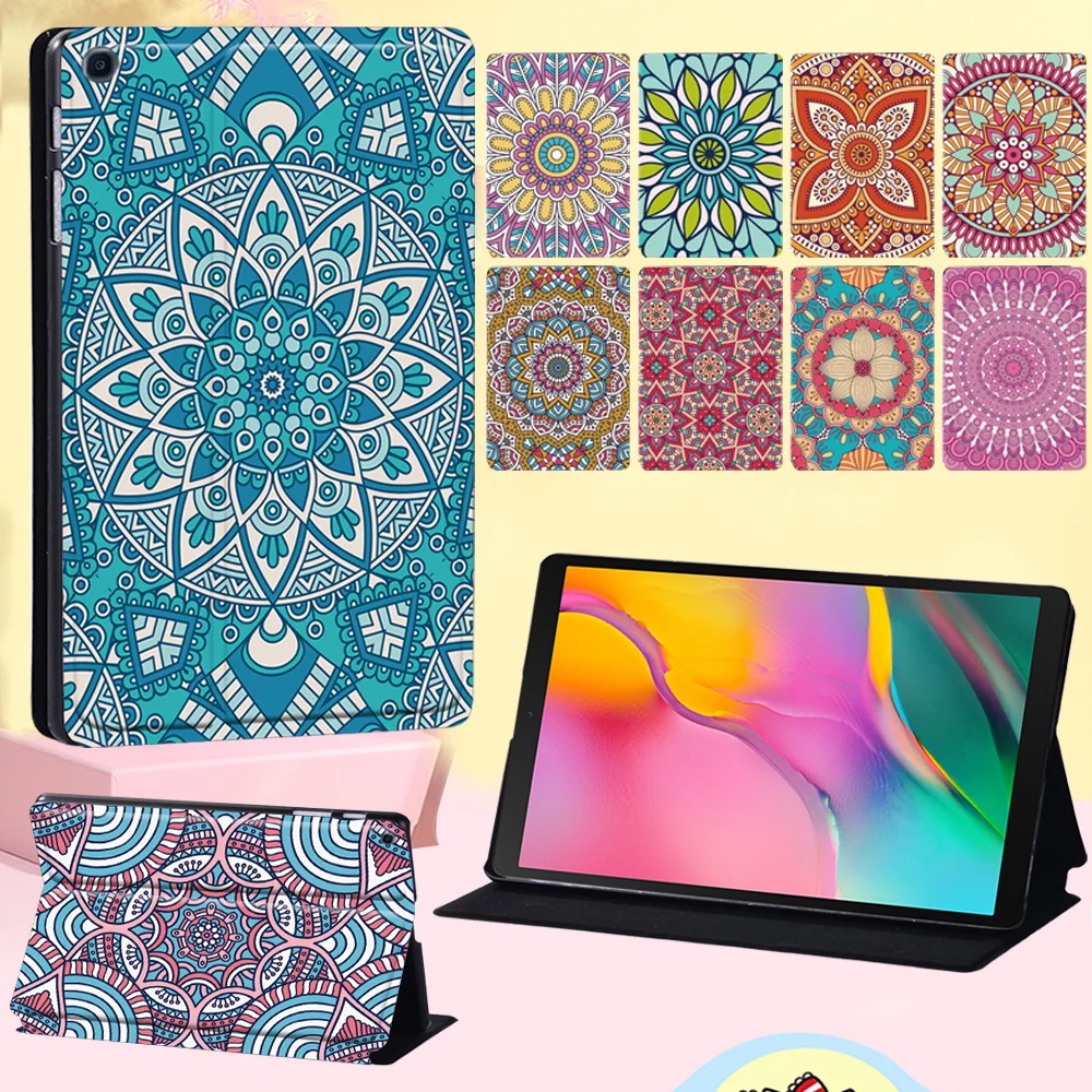 

Tablet Case for Samsung Galaxy Tab A 8.0 T290 T295 Mandala Pattern Anti-scratch High Quality Leather Flip Stand Cover + Stylus