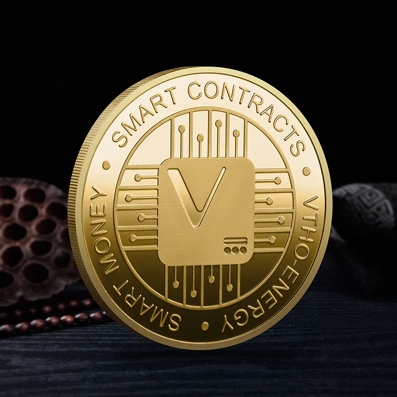 Жетон VeThor золотая монета VTHO Посеребренная физическая металлическая
