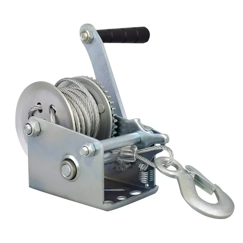 600 Lb-3000 Lb Wire Rope Lifting Winch Household Manual Hand Hoisting Self-locking Traction Machine with Steel