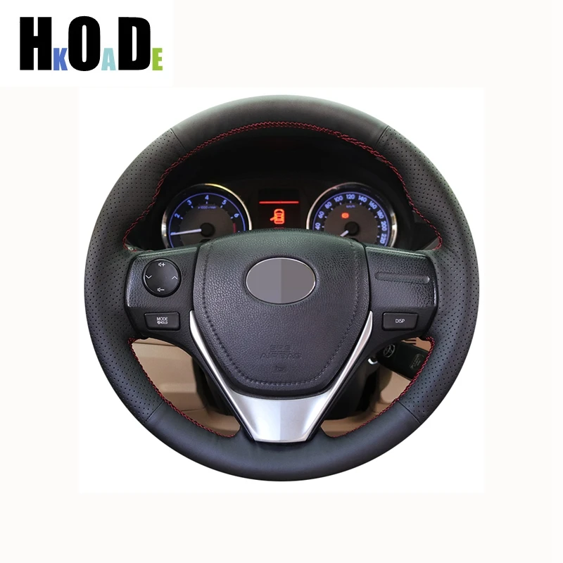 

DIY Черный Кожаный Плетеный чехол рулевого колеса автомобиля для Toyota E'Z RAV4 Corolla iM Scion Auris