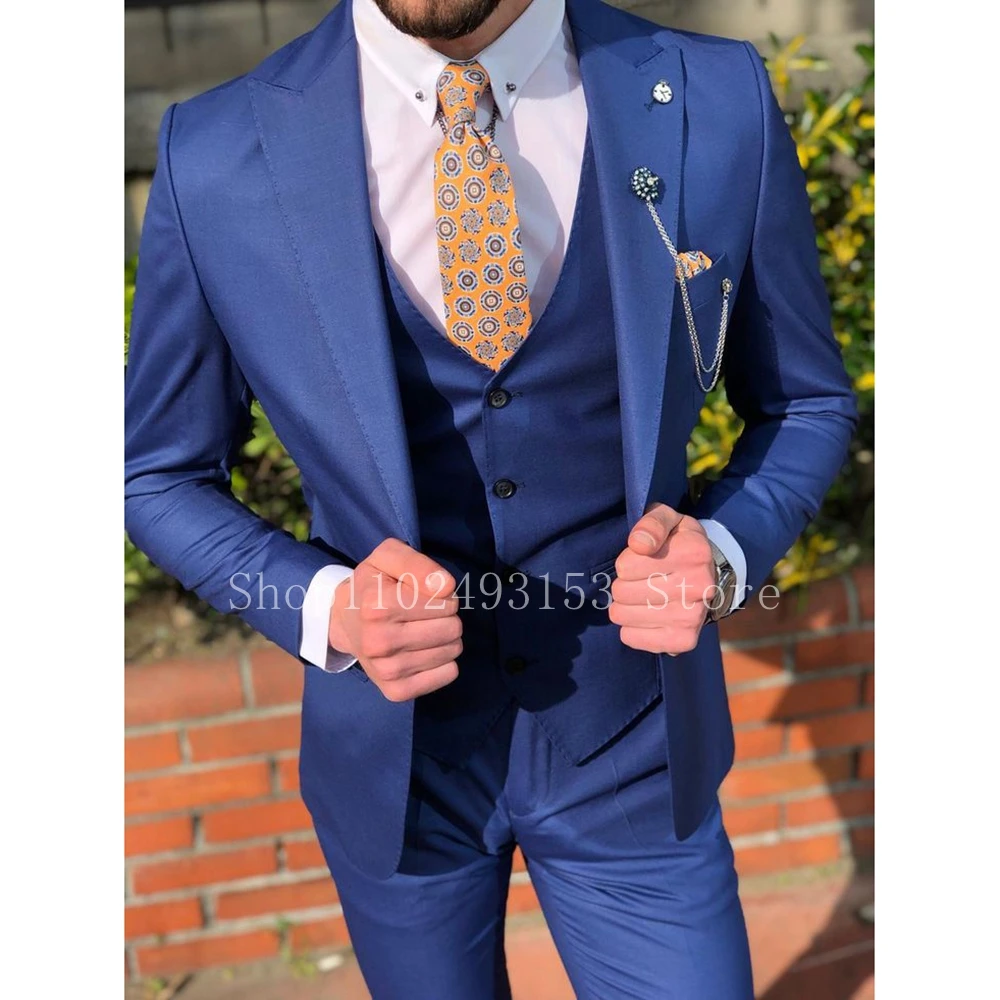 

New Arrival 2023 Men Suits For Wedding 3 Pieces Slim Fit Classic Elegant Groom Wear Suit (Blazer+Vest+Pants) Trajes De Hombre