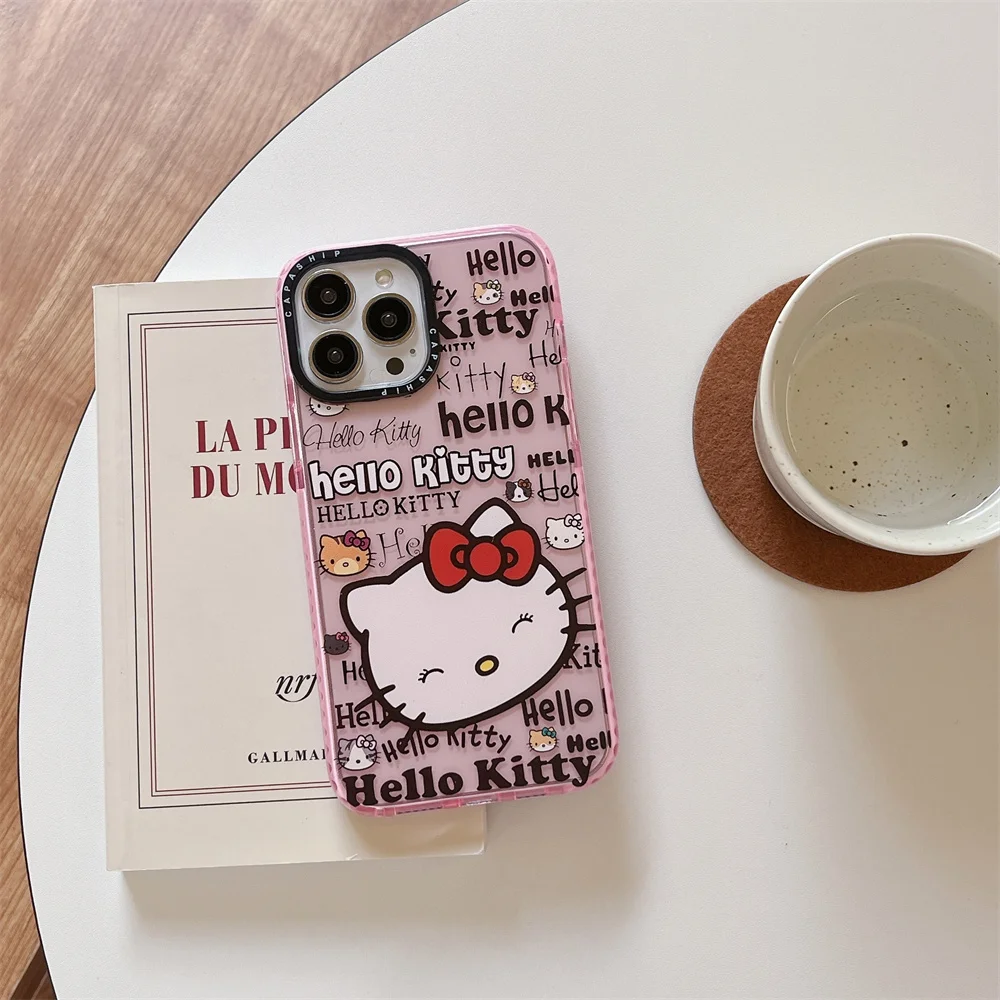 Miniso милый Hello Kitty для iPhone 15 16 promax 14 13 12 11 pro max чехлы телефонов прозрачный мягкий