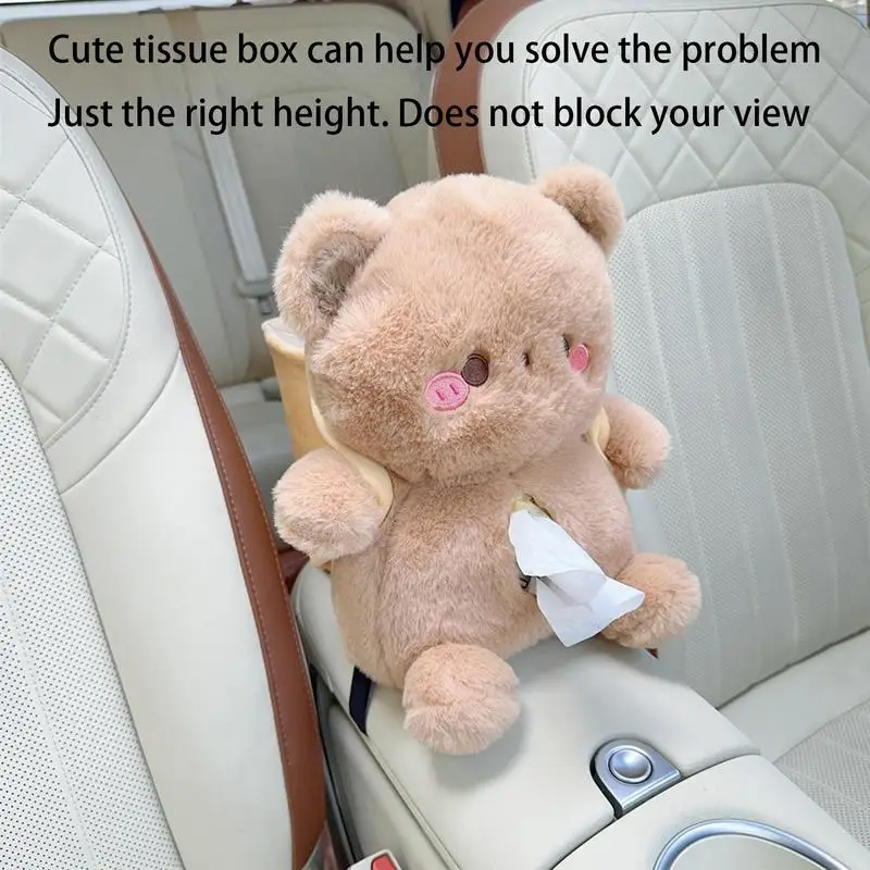 Автомобильный держатель для салфеток плюшевый автомобильный мусорный бак милый