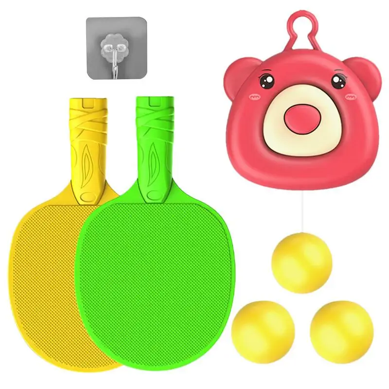 

Kids Pingpong Trainer Bear Shaped Pingpong Trainer Portable Training Device Table Tennis Parent Child Interaction Game Toy