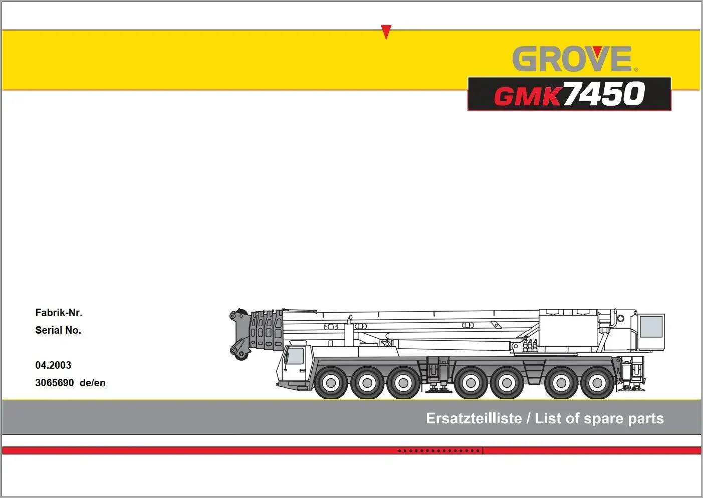 Руководство по каталогу запасных частей Grove GMK Crane 2023 PDF EN DE