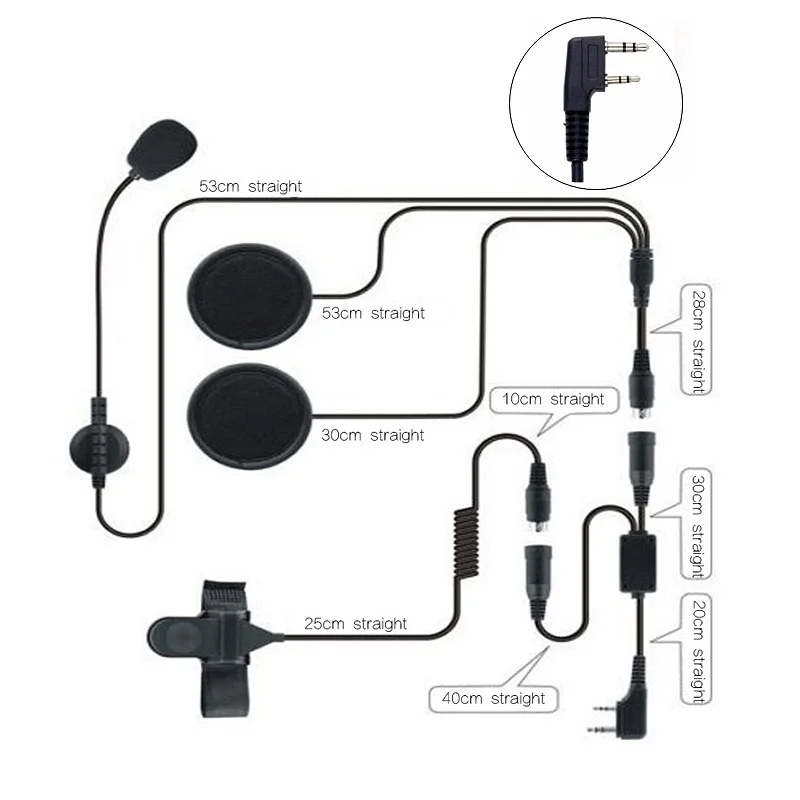 

Новинка. Шлем гарнитура 2 Pin PTT мотоциклетные наушники для рации Kenwood Baofeng Puxing Любительское радио двухстороннее радио.