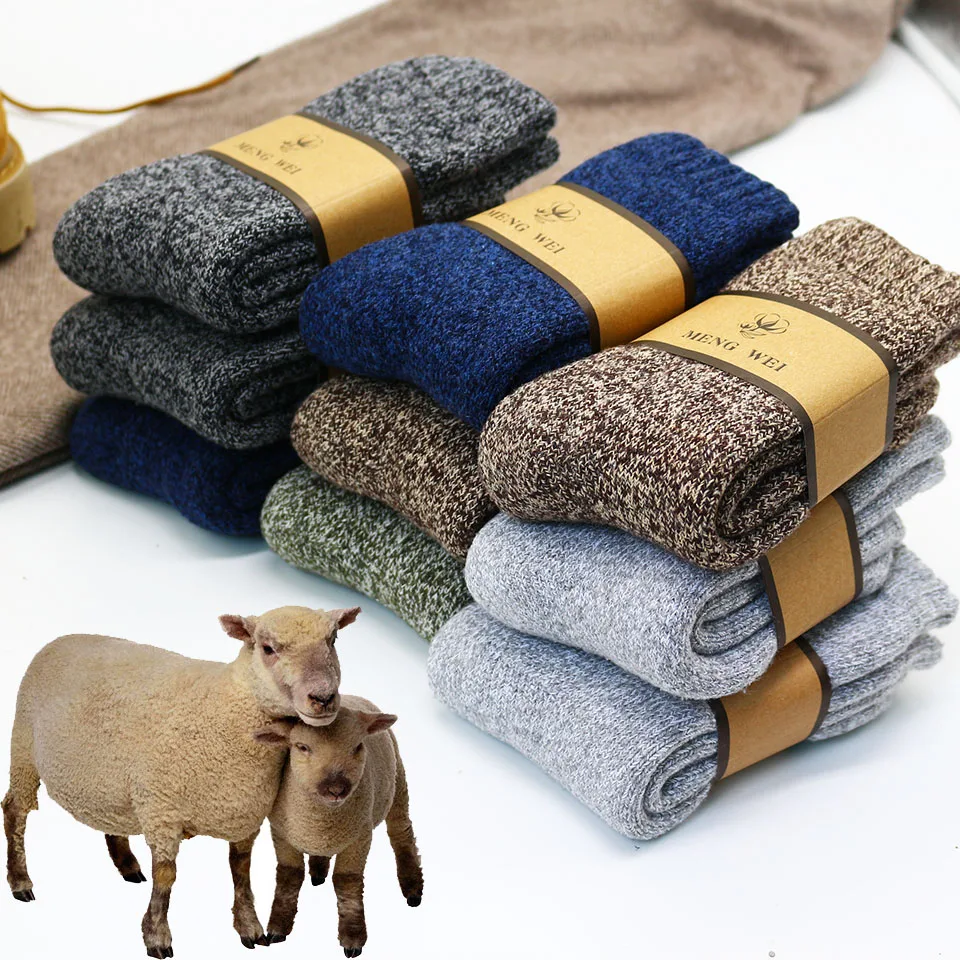 Super Thick Warm High Quality Harajuku Retro Snow Casual Antifreeze Cashmere Socks Men 3 Pair