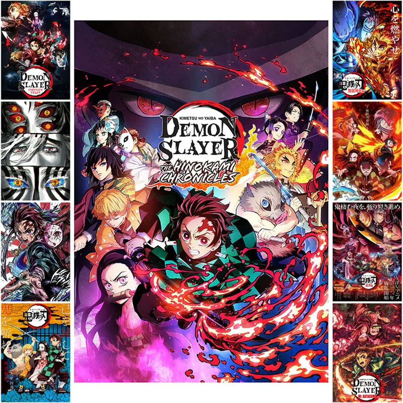 

Anime Movie Demon Slayer Mugen Train Posters Home Decor White Paper Prints Painting Bar Cafe Living Room Decoration Art Stickers