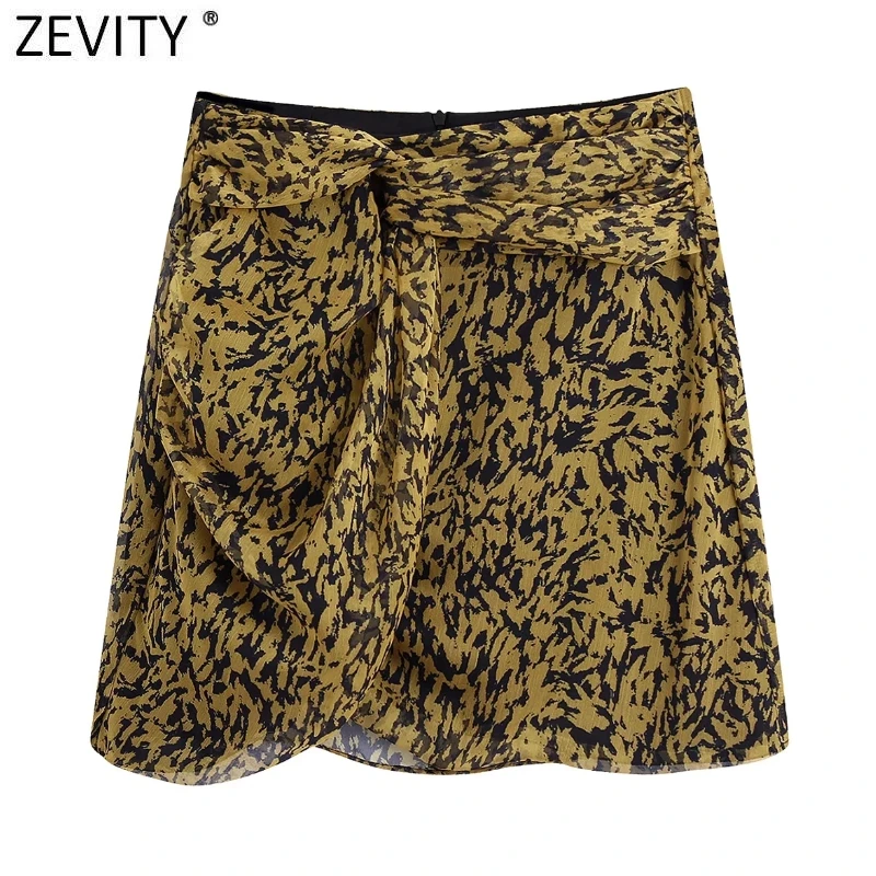 

Новая женская винтажная юбка Zevity с узлом и леопардовым принтом, облегающая трапециевидная юбка, женские шикарные вечерние платья на молнии ...