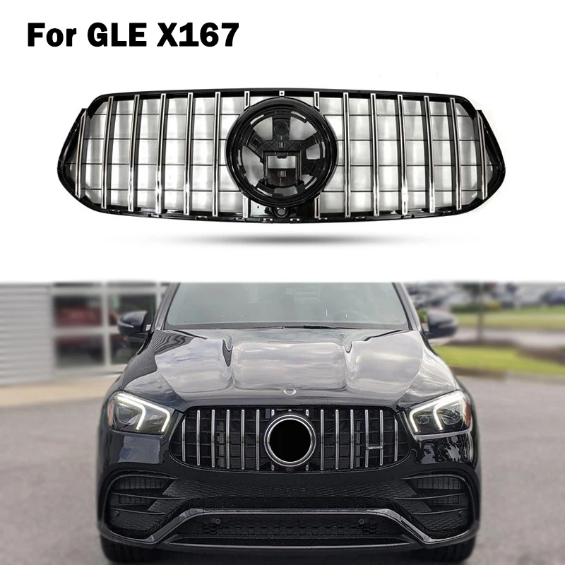 

For Mercedes Benz GLE V167 W167 GLE350 GLE450 GLE300 Front Grille Grill For AMG GT Style Bumper Black Car parts Sports Type