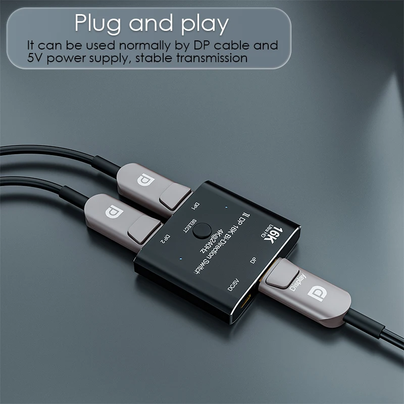Адаптер Displayport 1x2/2x1 двунаправленный разветвитель 16K DP 2 в 1 порт дисплея видео 8K/120
