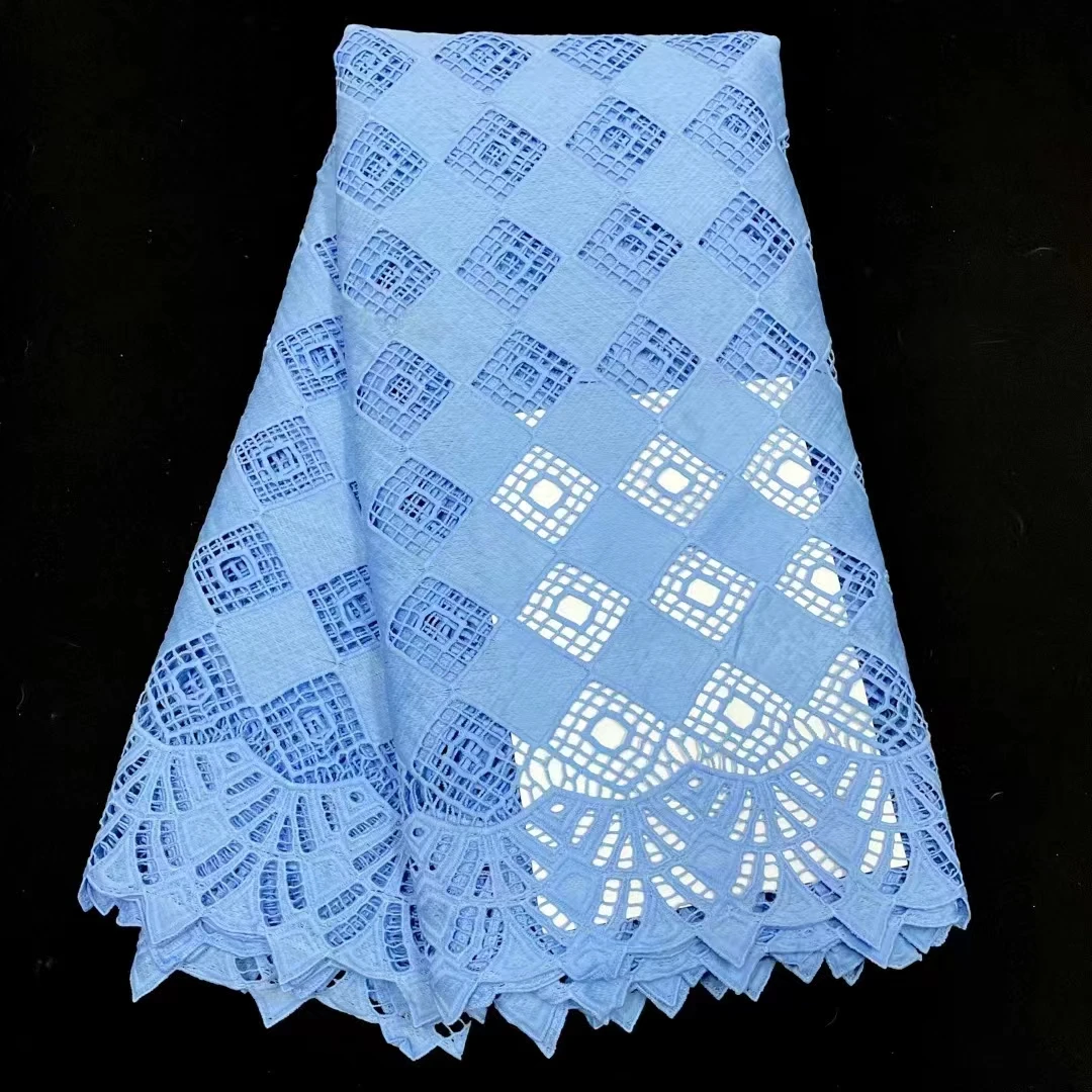 

Water Soluble Lace Fabric Beautiful Geometric Guipure No Sequins 5 Yards 2022 High Quality Party Dress African Bridal SRFG82