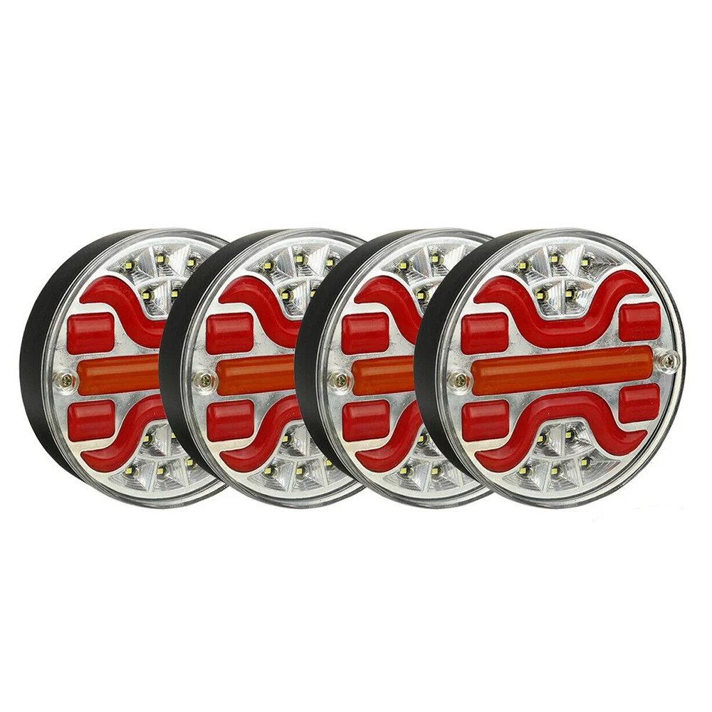 

4X 42 LED Rear Round Hamburger Tail Lamp Lights Lorry Truck Car Van Trailer