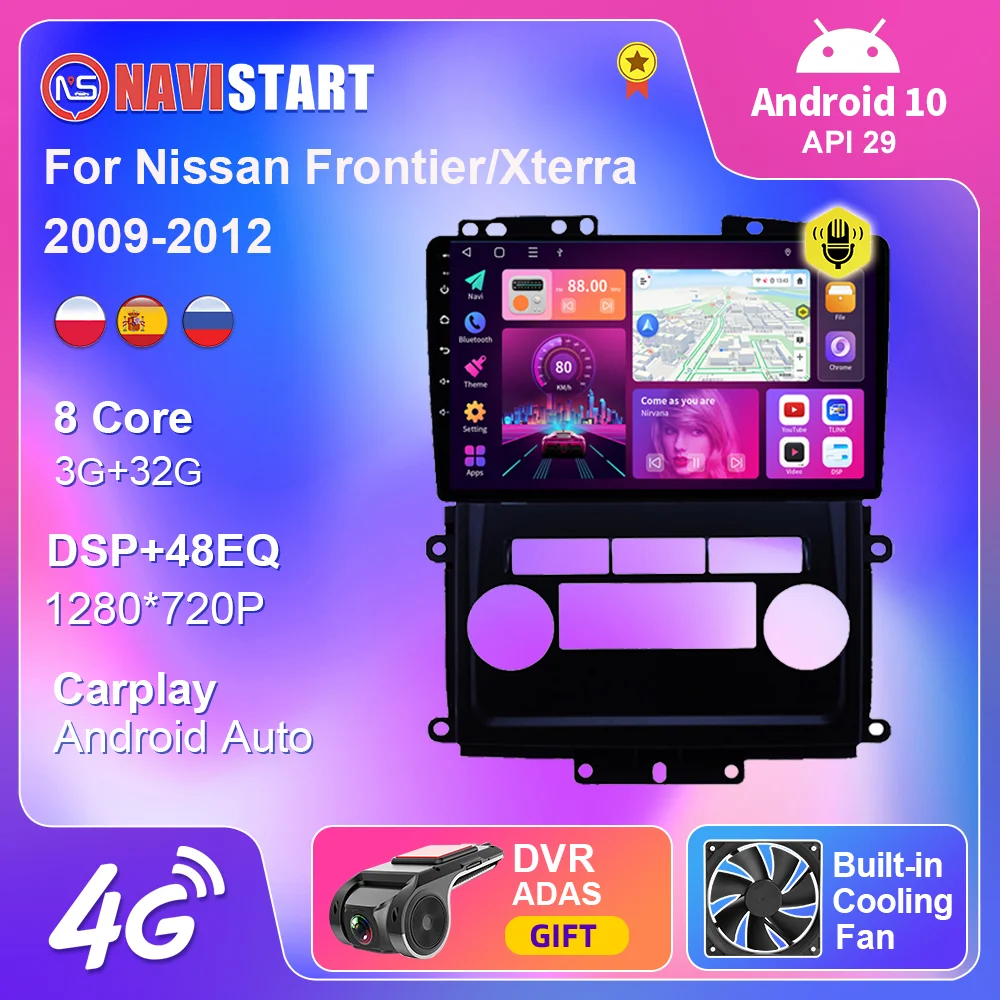 

Автомагнитола 9 дюймов для Nissan Frontier/Xterra 2009-2012 мультимедийный видеопроигрыватель Android 10 4G навигация GPS 2 din без DVD-плеера