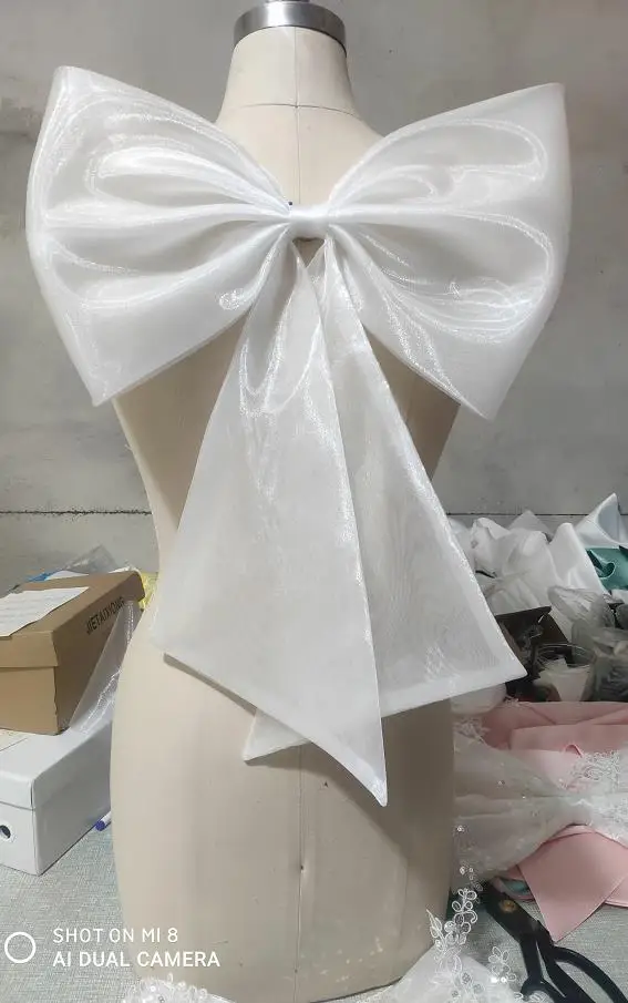 Dropshipping White Big Bow Wedding Dress Belt Ribbons Bridal Garter Organza Detachable Knots Large Ladies Weddving Accessories