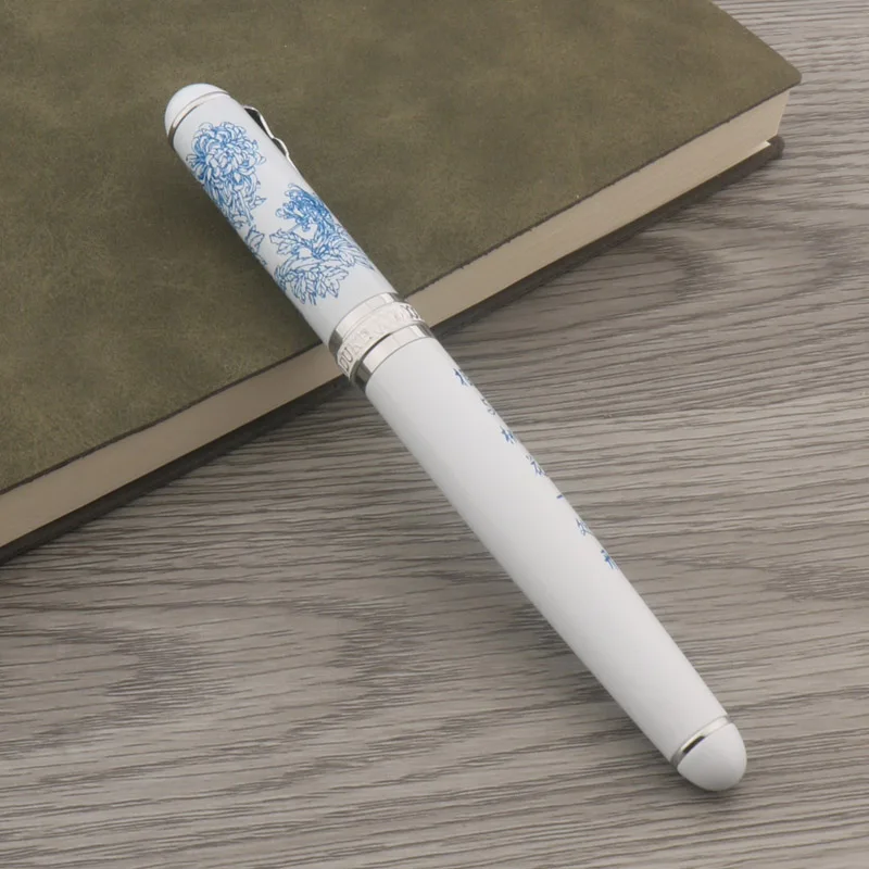 Перьевая ручка Duke D2 металлическая китайская живопись хризантемы Белые Офисные и