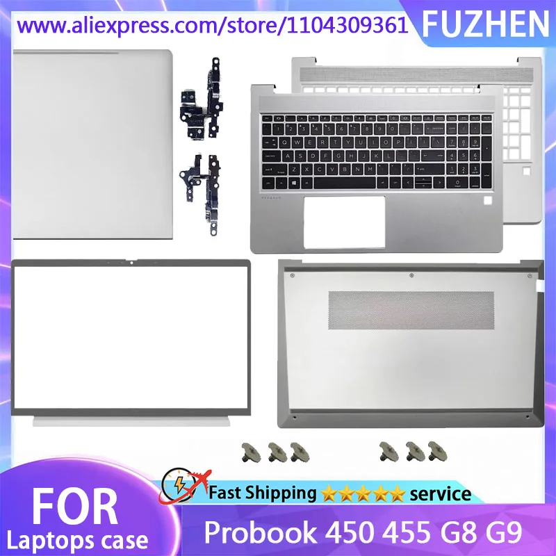 Фото Новый чехол для ноутбука Probook 450 455 G8 G9, задняя крышка ЖК-дисплея/передняя рамка/подставка для рук, клавиатура/нижняя крышка/петля №1