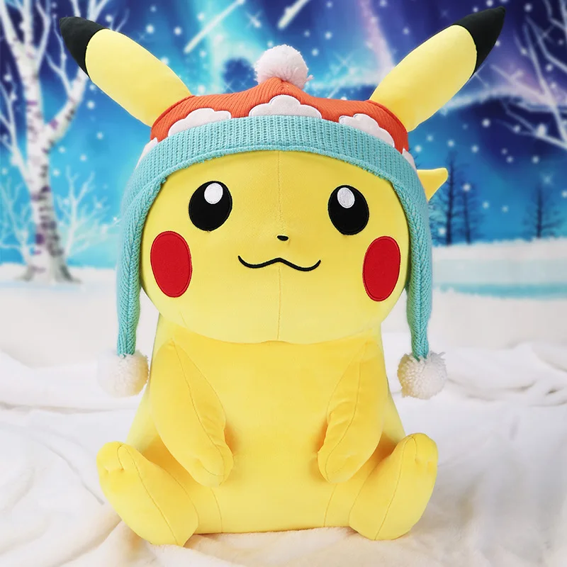 

Big Size Original Pokemon Pikachu With Hat Plush Toy Lovely Winter Pikachu Plushies Stuffed Anime Home Decor Xmas Gifts Child