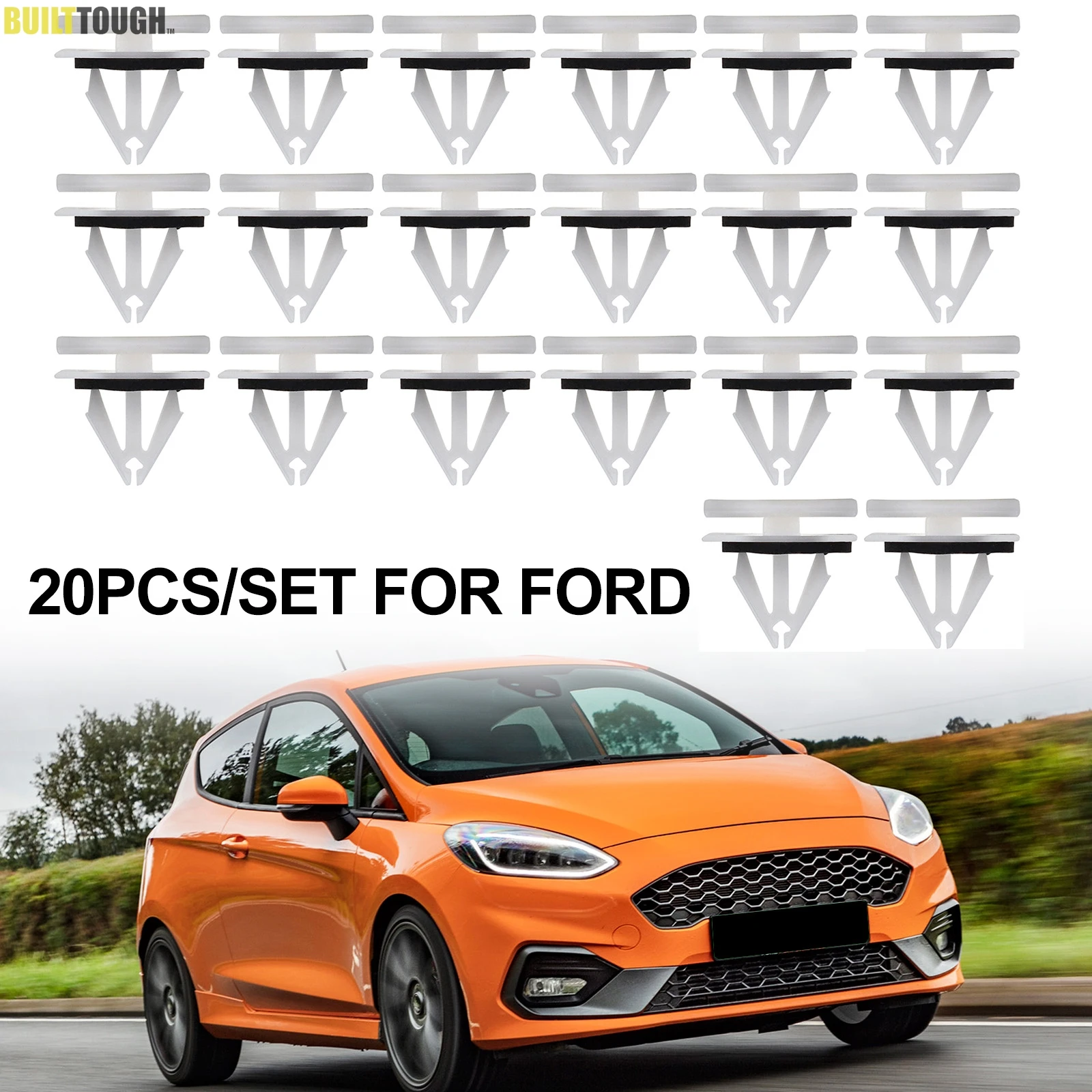

20x для Ford Fiesta Kuga S-max Escape Edge Ecosport Ranger F150 Mustang с герметиком, боковая юбка, рокерная панель, молдинг, зажимы, фиксатор